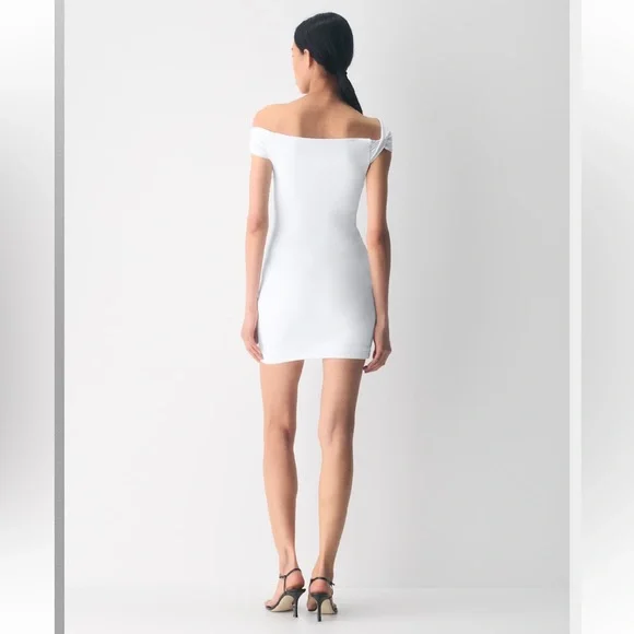 Aritzia White Original Contour Ravish Double Lined Off The Shoulder Dress Medium - Picture 4 of 13